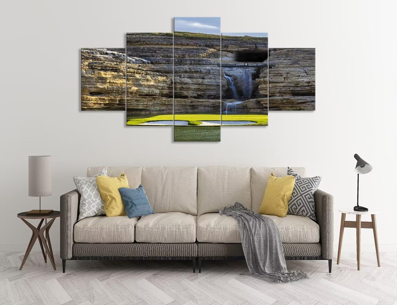 chenchenArt Payne's Valley Golf Course 19th Hole Wall Art for Living Room Bedroom Bathroom Home Decorations Payne's Valley Golf Course Picture Poster Canvas Prints Framed Ready to Hang(60''W x 32''H)