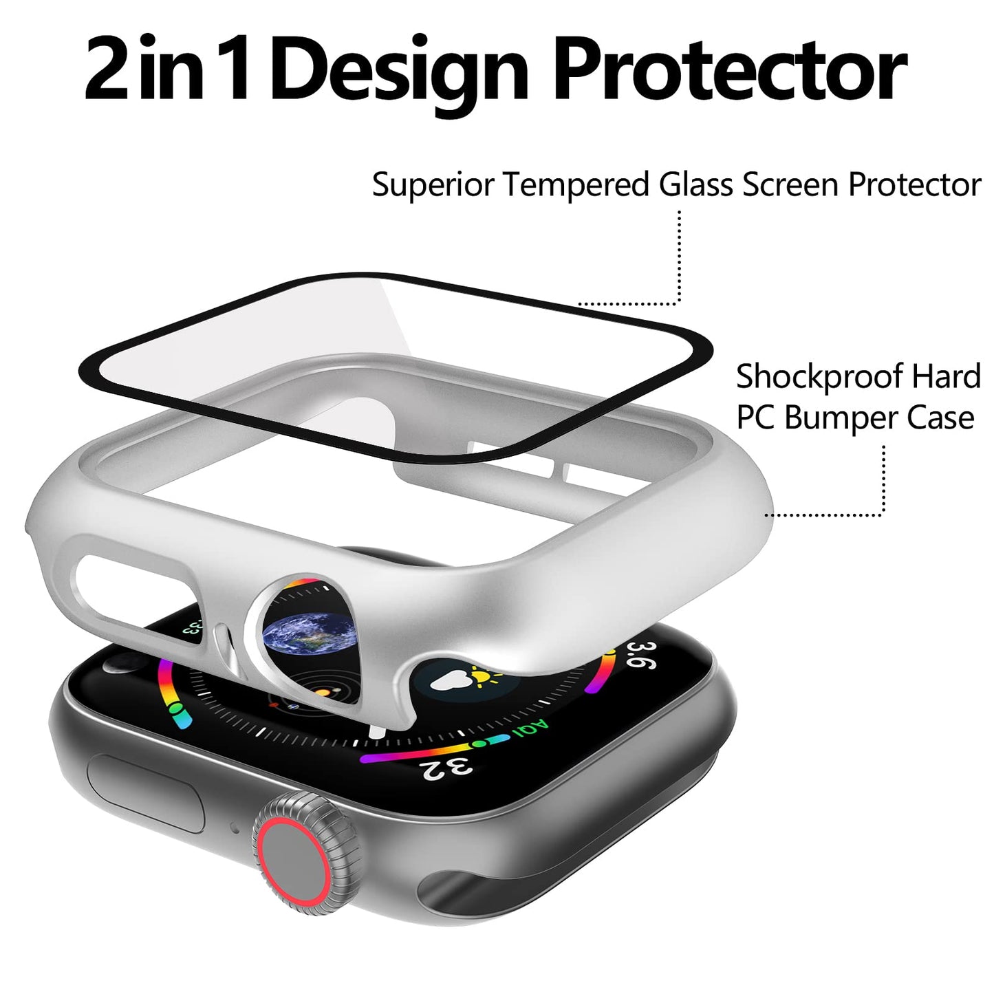 Jomitvp 12 Pcs Hard Pc Case Compatible For Apple Watch Series Se (2022) 6/5/4/Se 40Mm With Tempered Glass Screen Protector, All