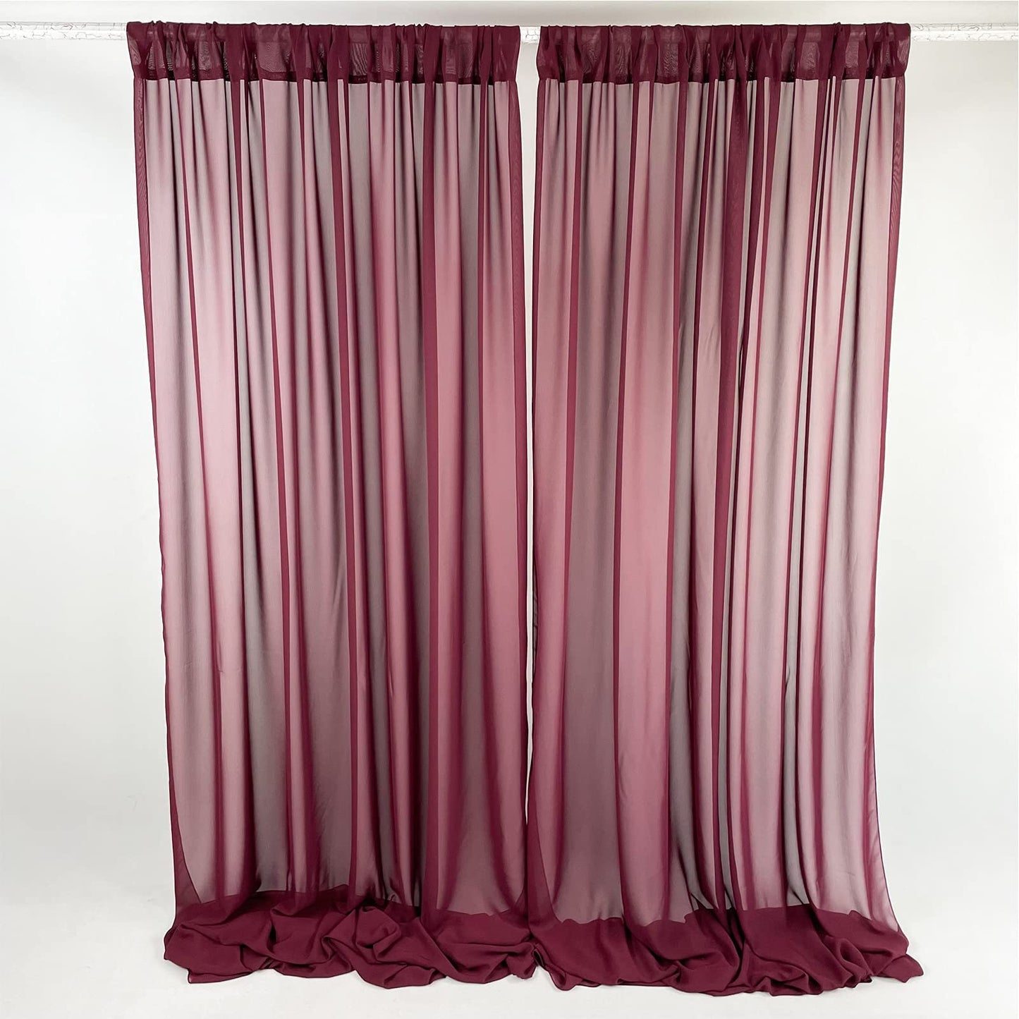 Ehldekol Sheer Chiffon Backdrop Curtains 10Ft X 10Ft, Chiffon Fabric Drapes For Wedding, Long Sheer Curtain For Living Room, Arc
