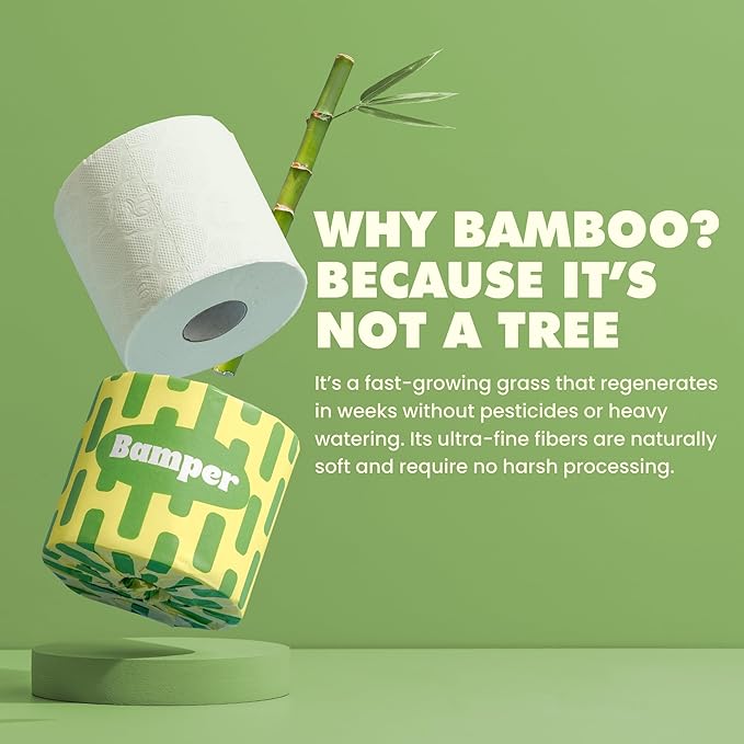 Bamboo Toilet Paper, 3-Ply & 380 Sheets, Soft & Strong Organic Bath Tissue, Chemical-Free & Hypoallergenic, Septic Safe, PFAS-Free, Tree-Free Bathroom Tissue (12 Extra-Large Rolls)