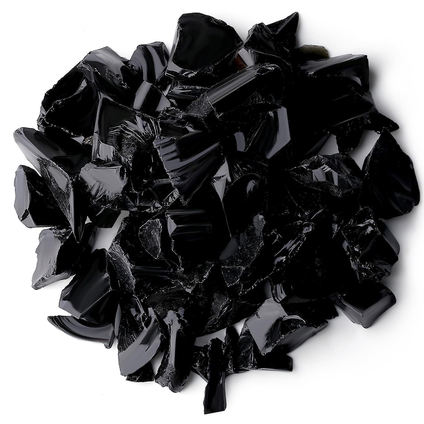 QINJIEJIE 0.9Lbs Black Obsidian Raw Crystals Rough Stones Natural Bulk Large 1" Rocks Wholesale Reiki Gemstones Decorative Fountain Rocks for Tumbling Cabbing Polishing Wire Wrapping Wicca