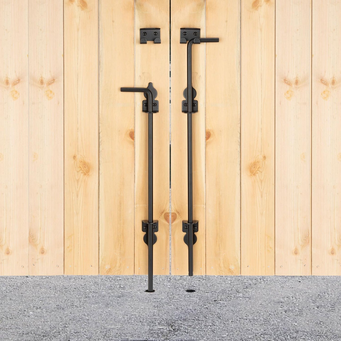 36" Cane Bolt Heavy-Duty Drop Rod for Gate, Gate Ground Latch for Wooden Fences Metal Gates Doors, Metal Gates Doors Stopper for Gate Ground, Wrought Iron Gate Latches, Black Finish(1 Pack)