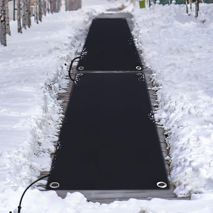 mestyl Heated Snow Melting Mats Outdoor, 20 x 60 Inch Heated Outdoor Mats, Snow and Ice Melting Mats No-Slip Winter Outdoor Heated Mats for Walkway, Sidewalks, Driveway, Stair, Steps, Decks