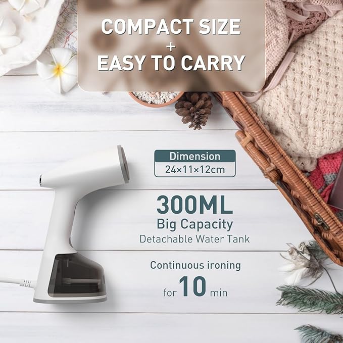 Upgrade Steamer for Clothes,1500W 30s Quick Heat Handheld Clothes Steamer,Fabric Wrinkles Remover Garment Steamer with Smart LCD,2 in 1 Clothing Iron with 300ml Tank and Fabric Brush (25s Quick Heat)