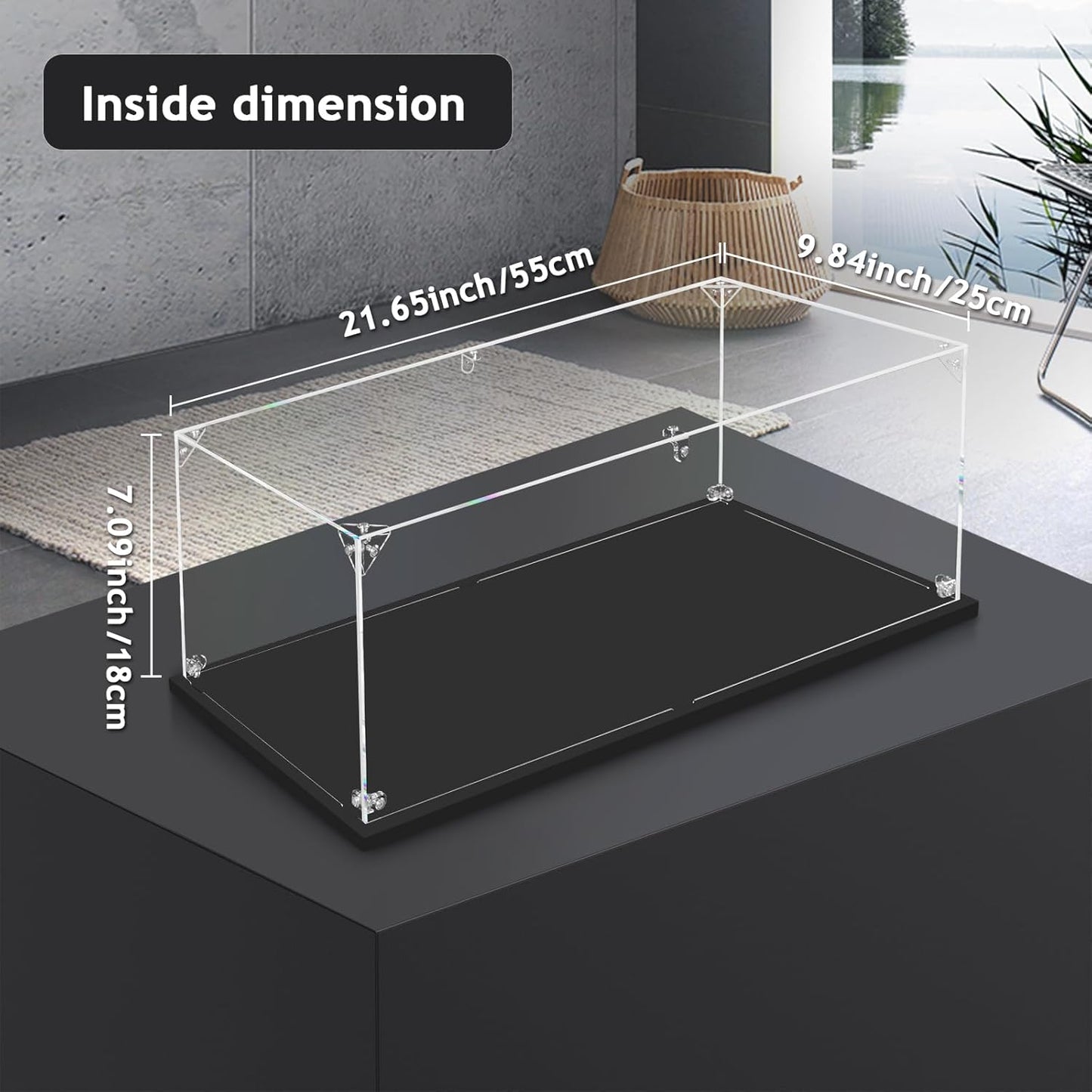 3MM Acrylic Display Case for 1:10 Scale Diecast Car Model Car Thickened Clear Acrylic Display Box for Lego 42096（21.65x9.84x7.09inch, 1:10）