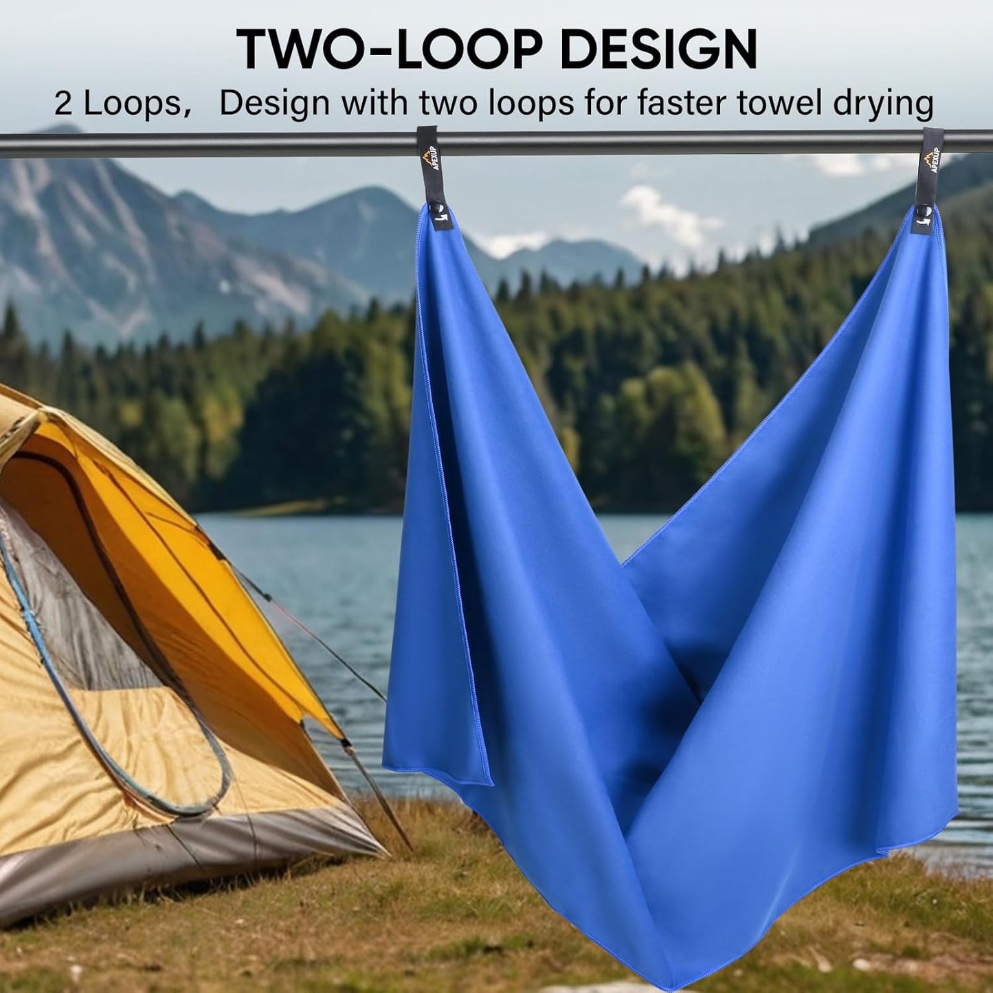 APEXUP Microfiber Travel Towel, Ultra Absorbent Quick Dry Towels, Lightweight Gym Sports Camping Towel for Workout, Yoga, Beach, Shower, Swimming (72"×40", Dark Blue)