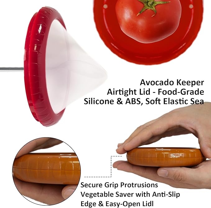 Silicone Food Storage Containers Avocado Saver for Fridge Onion Storage 4-Piece Set Reusable Anti-Oxidation Box Perfect for Vegetables Fruits Lemons Garlic Tomatoes Potatoes