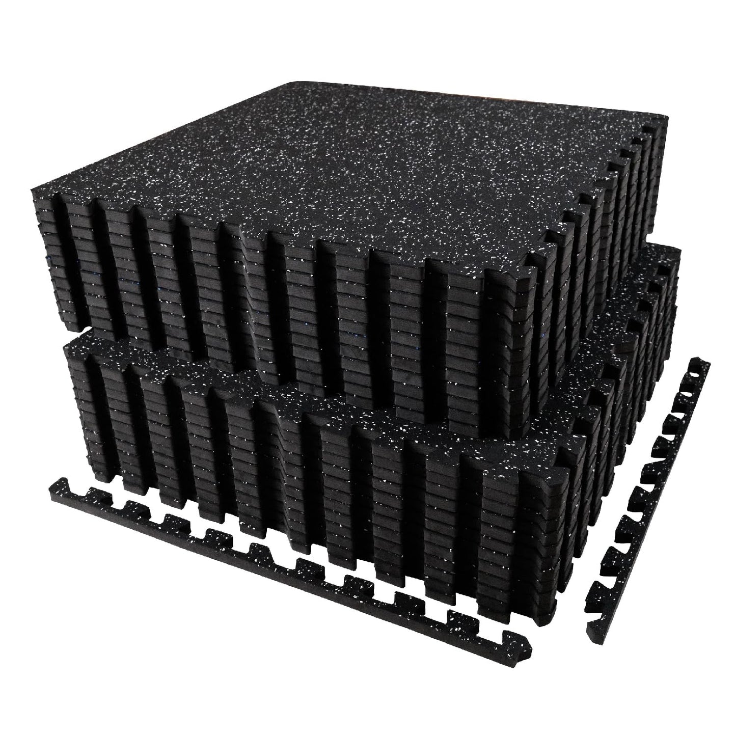 AIRHOP 0.56in Thick 96 Sq Ft Exercise Equipment Mats, 24 Tiles Upgraded Rubber Top with High Density EVA Foam, Large Interlocking Puzzle Gym Flooring for Home Gym, Heavy Weight Workout, 24 x 24in