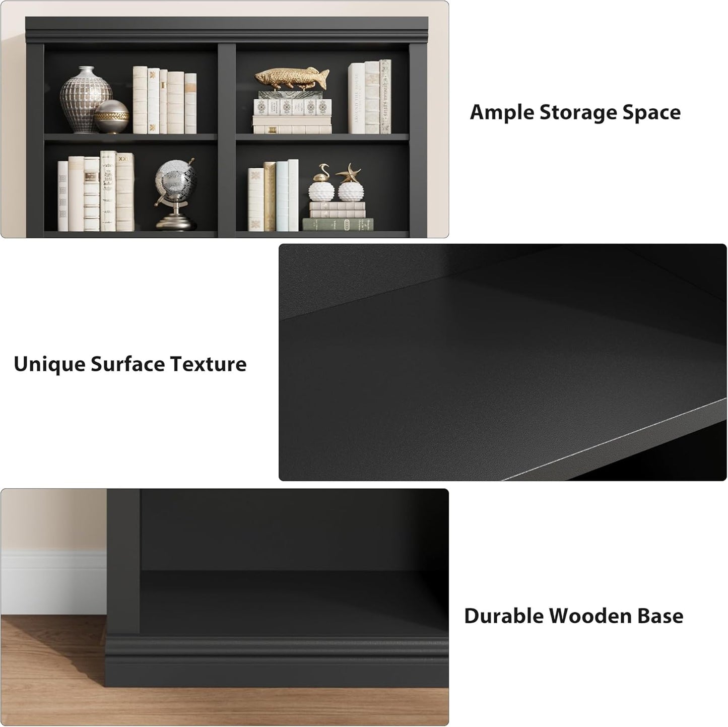 74.5" Tall Bookshelf with Double Storage, Extra Large Bookshelf, 6-Tier Double Wide Bookshelves w/ 12 Cubbies, Wide Freestanding Bookcases for Livingroom Office Library (Black)