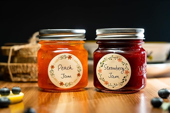 MONEST Waterproof & Oil Resistant Stickers for Jars & Lids | Pantry Labels | Mason Jar & Bottle Labels (Pink Flower)