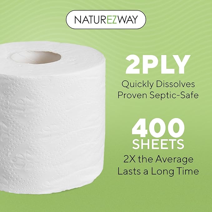 NatureZway Bamboo Toilet Paper – 24 Pack | Ultra Soft, Eco-Friendly, 2-Ply, Tree-Free, Septic & RV Safe | 100% Bamboo Pulp, Strong & Clog-Free Bath Tissue