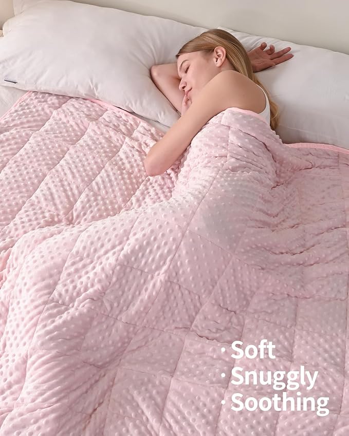 Mr. Sandman Weighted Blanket for Adults, Minky Dots Heavy Blanket for Woman,Man Sleeping/Calm, Soft, Cozy and Cooling Weighted Throw Blankets, Machine Washable, 60 x 80in, 20 Pounds, Pink