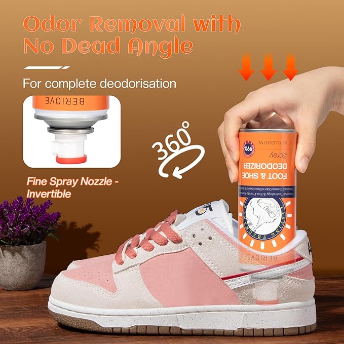 Long-Lasting Shoe Deodorizer Spray : Foot Odor Eliminator for Men’s & Women’s Shoes - Shoe Odor Eliminator for All Footwear Types (3 Pack)