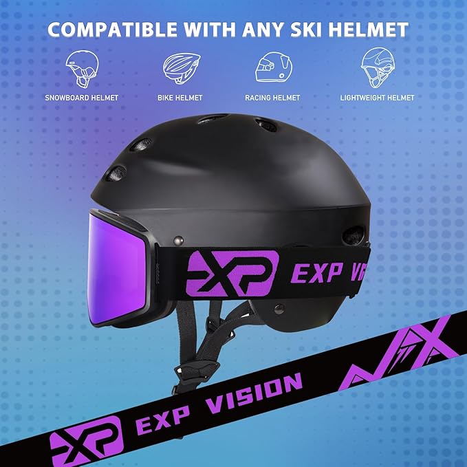 EXP VISION Ski/Snowboard Goggles Parent-child Snow Goggles Over Glasses for Men, Women Youth Kids