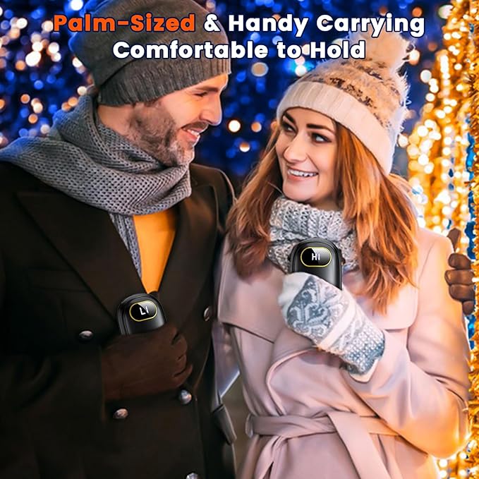 Electric Hand Warmers Rechargeable with Power Bank, LED Display, 17Hrs Warmth, Dual-Side 4 Levels Fast Heating Portable Pocket Heater for Hunting, Camping, Golf, Outdoor, Gifts for Women/Men