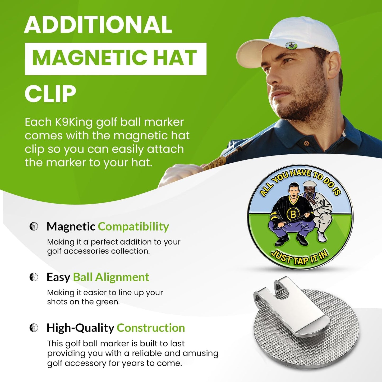 Ultimate Happy and Chubbs Gilmore Golf Ball Marker and Magnetic Hat Clip - Premium Golf Accessories | Enhance Your Golfing Experience with Precision Stamp Markers and Alignment Tools