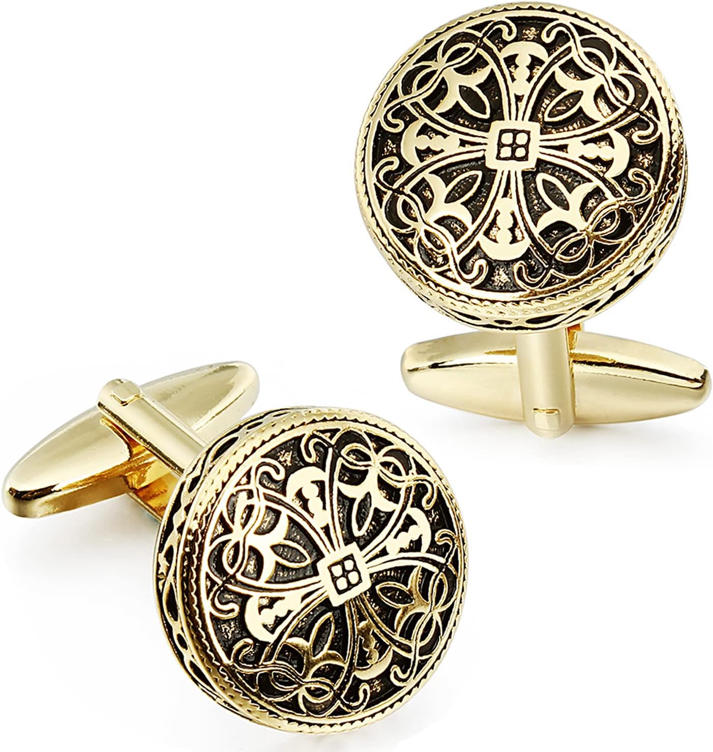 HAWSON Cufflinks and Studs for Men-Fashion Men Vintage Enamel Carbon Fiber Tuxedo Shirt Cufflinks and Studs Set for Regular Wedding Business Accessories