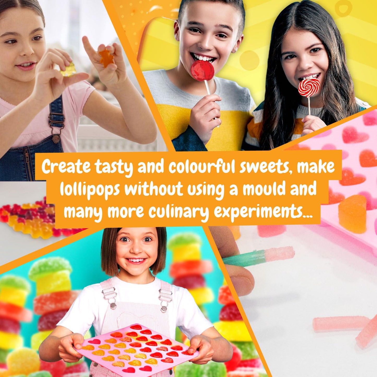 Science4you Candy Making Kit for Kids - Make Your Own Gummies, Lollipops and Much More, 26 Contents, Gummy and Sweet Moulds Included, Games, Stem Toys, Gifts for 8+ Year Olds Boys and Girls