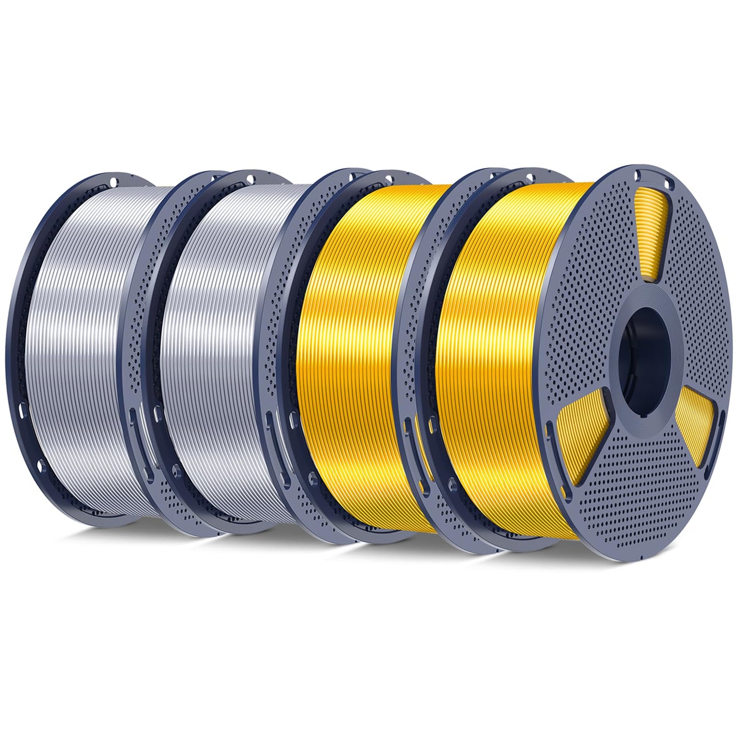SUNLU Silk PLA+ Filament 1.75mm, Chrome Like Gloss Finish, Smooth Silk Texture, Upgraded Formula for Stable Printing, 4kg(8.8lbs