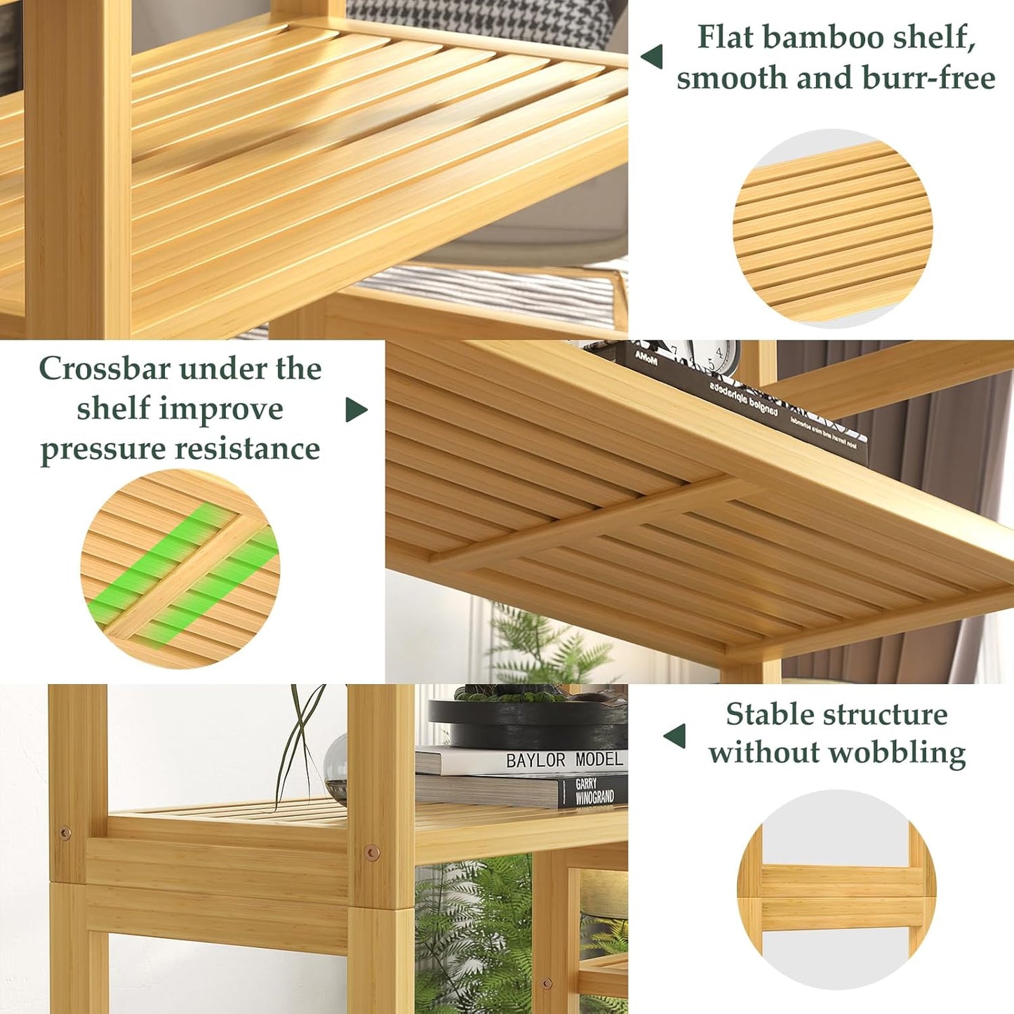Homykic Double Wide Bamboo Bookshelf, 6-Tier Large Open Bookcase with 12 Display Shelves, 6ft Tall Freestanding Book Shelf for Home Office, Bedroom, Living Room, Plants, Natural