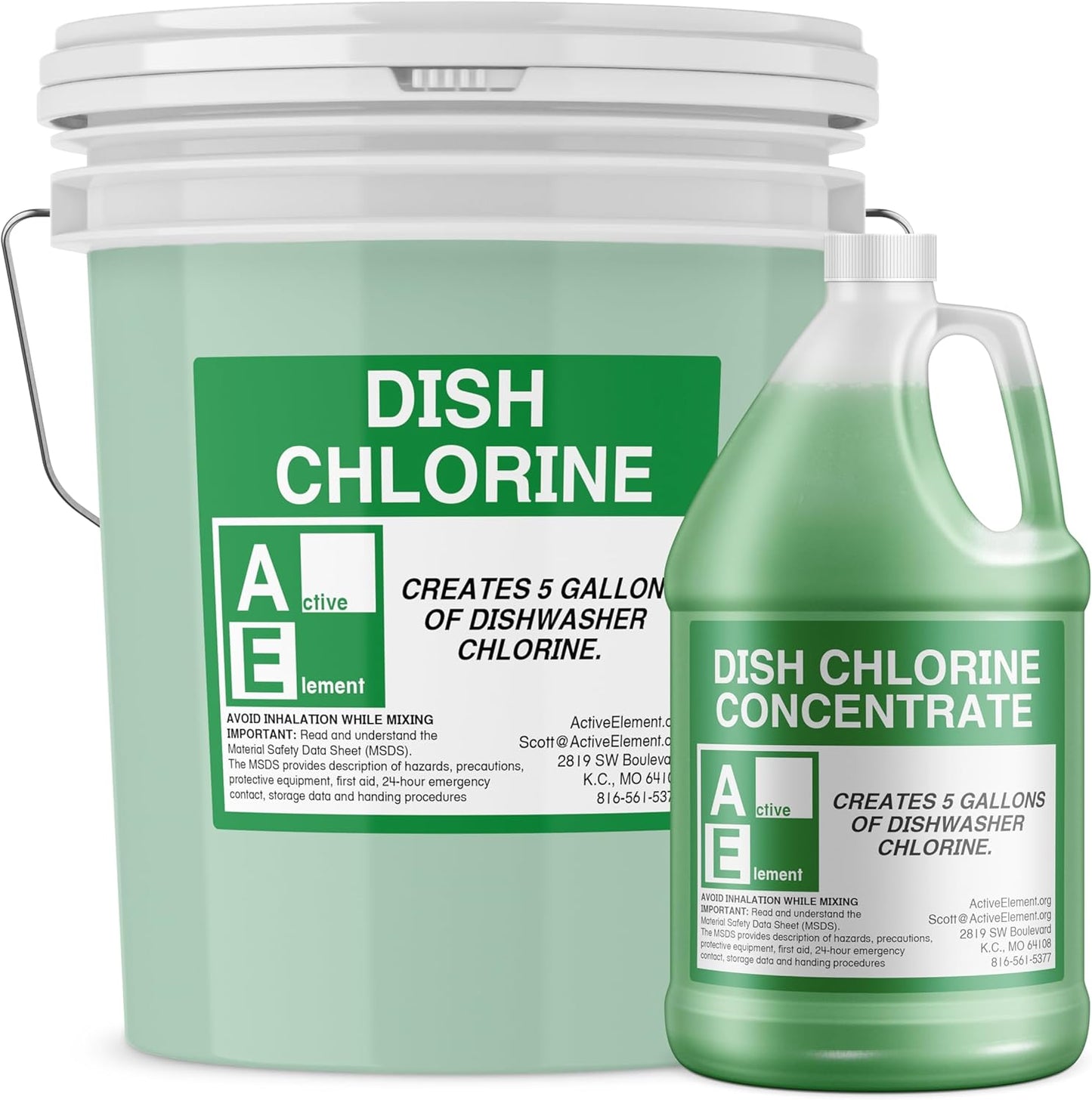 Dish Chlorine Concentrate - Food Contact Surfaces- Commercial Dishwasher - No Rinse - Food Service Kitchen - Multi-Use - Makes two 5-Gallon Pails (Diluted Further to 2,560 Gallons)