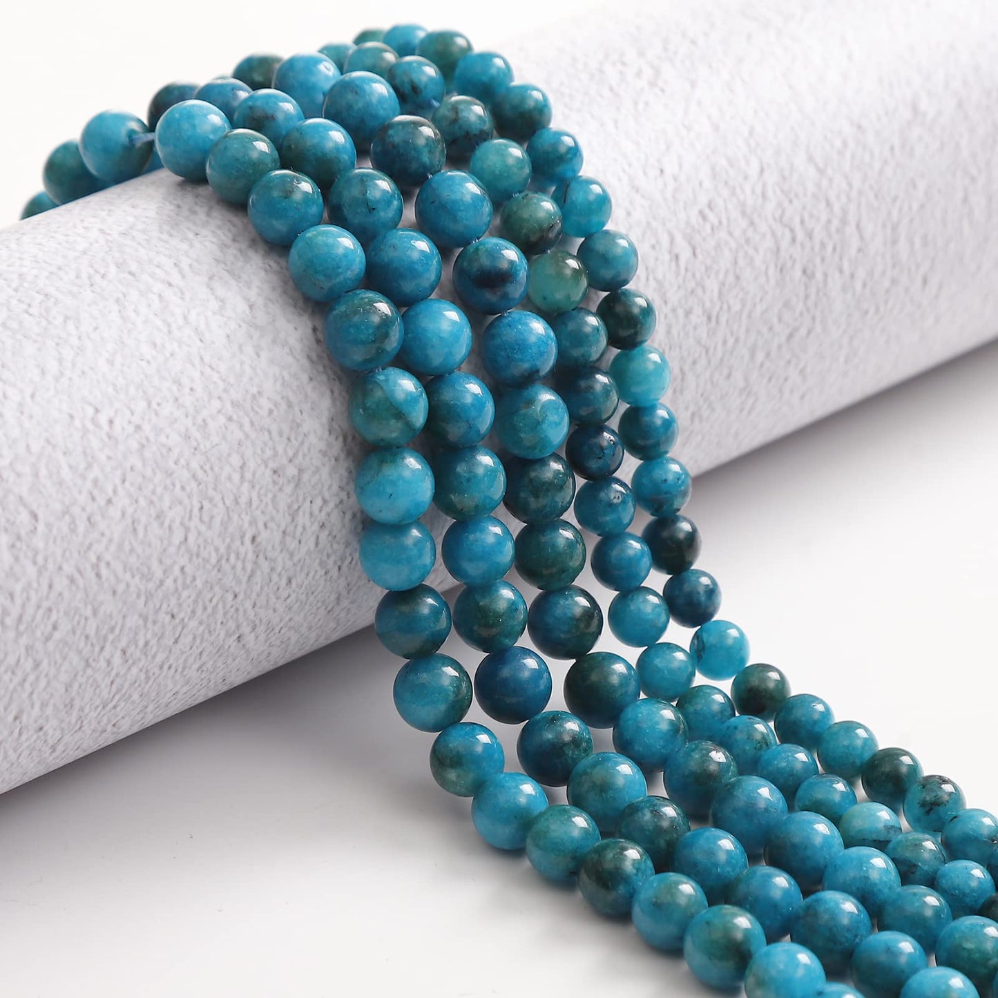 35pcs 10mm Natural Stone Beads Blue Apatite Beads Energy Crystal Healing Power Gemstone for Jewelry Making, DIY Bracelet Necklace