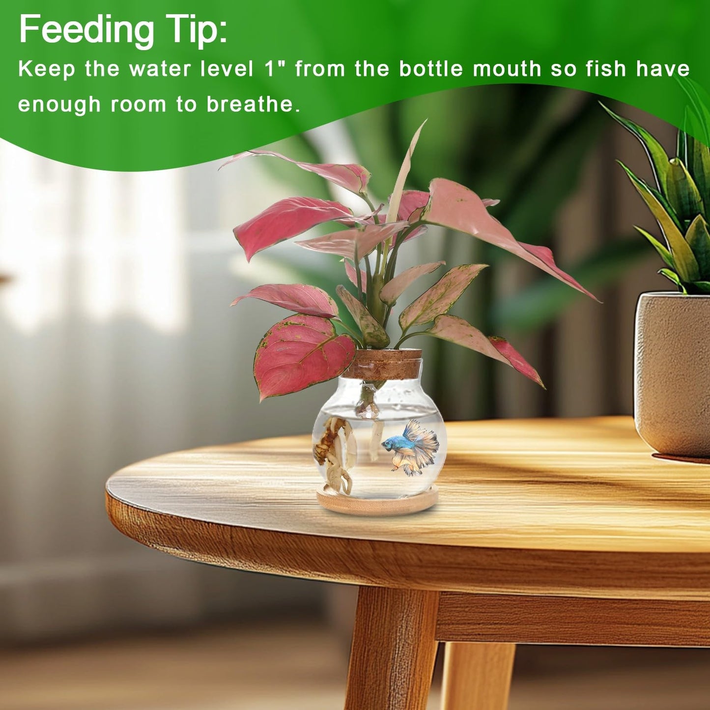 CHPINDAM Plant Propagation Station,Hydroponic Glass Container Vase Jars, with Wooden Saucer for Desks, Houses, Garden Decorations, Home Kitchen Decorations and Gifts for Plant Lovers (4)