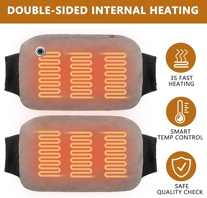 Hand Warmers Rechargeable, Electric Heated Gloves with Rechargeable Batteries 3 Levels 7.6V Fast Heating Handwarmer Pouch for Women Men Kids Winter Hiking Camping Hunting Skiing Outdoor Sports Working