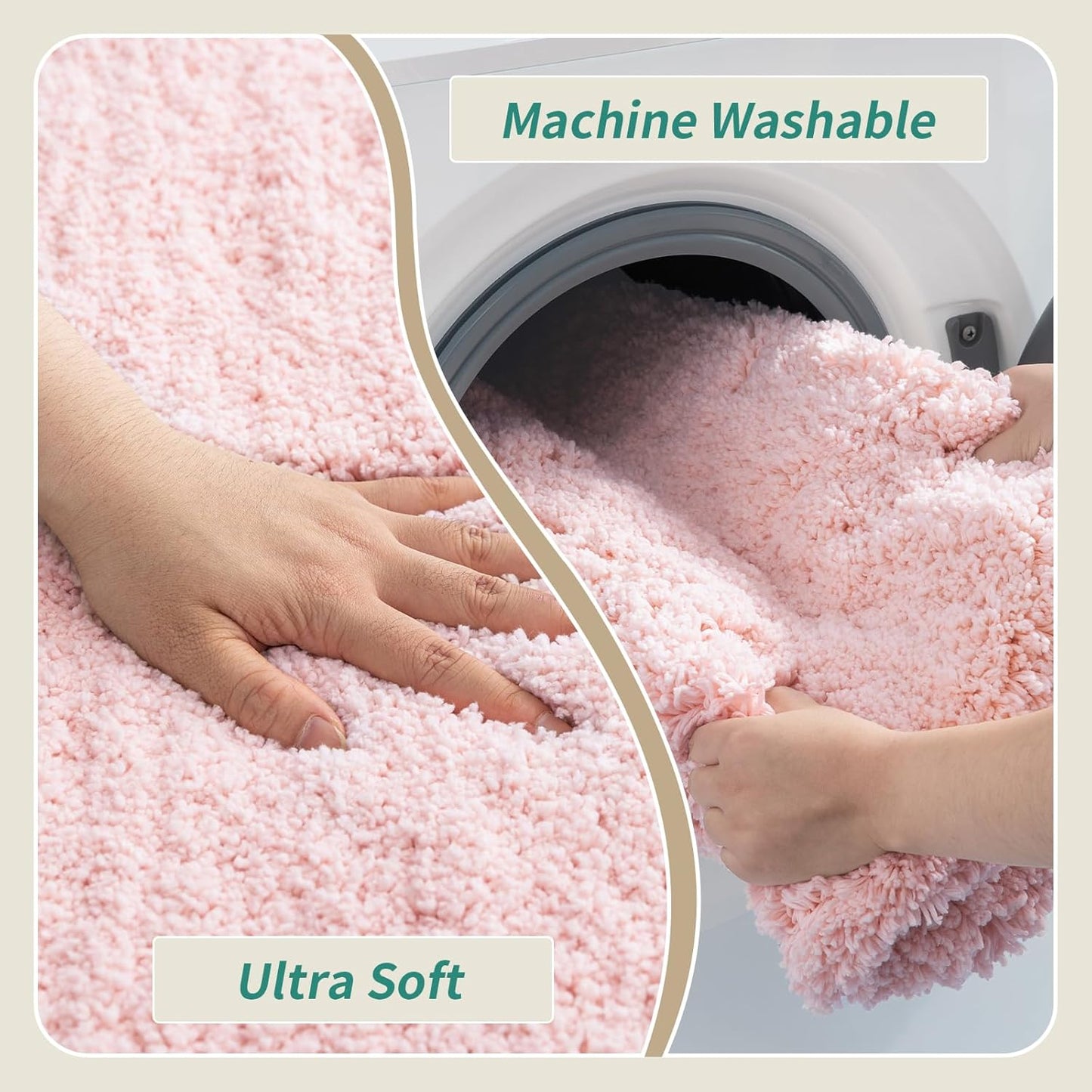 Toilet Rug 22x24 Pink Non Slip Fluffy Toilet Floor Mat U Shaped Washable Bathroom Contour Rug for Toilet Absorbent Thick Toilet Carpet