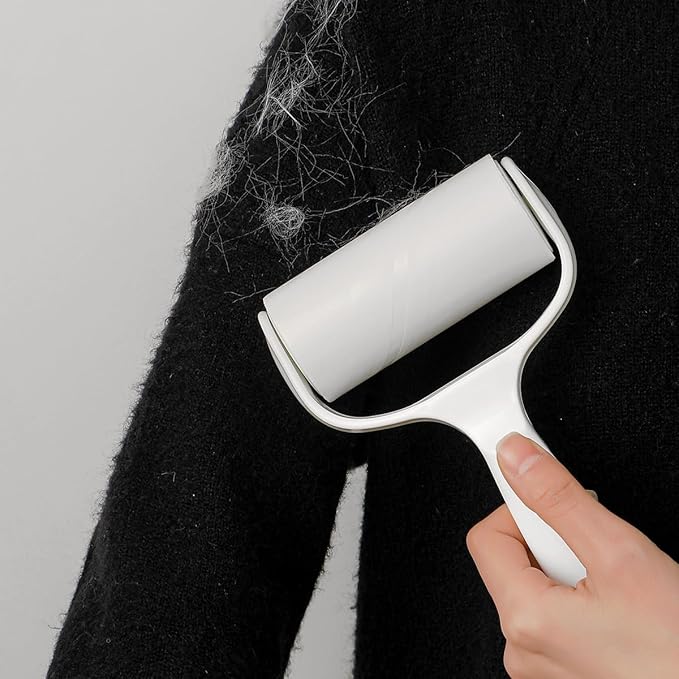 Horizontal Lint Rollers for Pet Hair Extra Sticky Lint Remover for Couch Clothes Furniture Pool Table Felt Lint Roller 1 T Handle with 4 Sticky Rolls (Daisy White)
