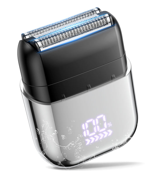 Electric Razor for Men, Foil Shaver, Mini Cordless Razor, IPX7 Waterproof Wet Dry Shaver, Type C Rechargeable, LED Display, Trav