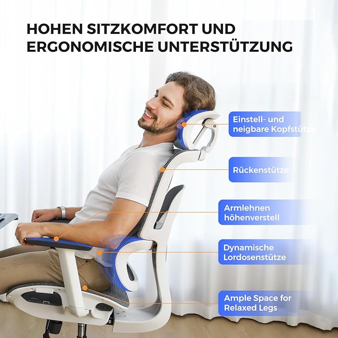 NearHub Ergonomic Office Chair for Big and Tall Max 400Lbs Heavy-Duty Office Gaming Chair with Adjustable Features, High-Back Design, and Premium Comfort for Home Office, EC20