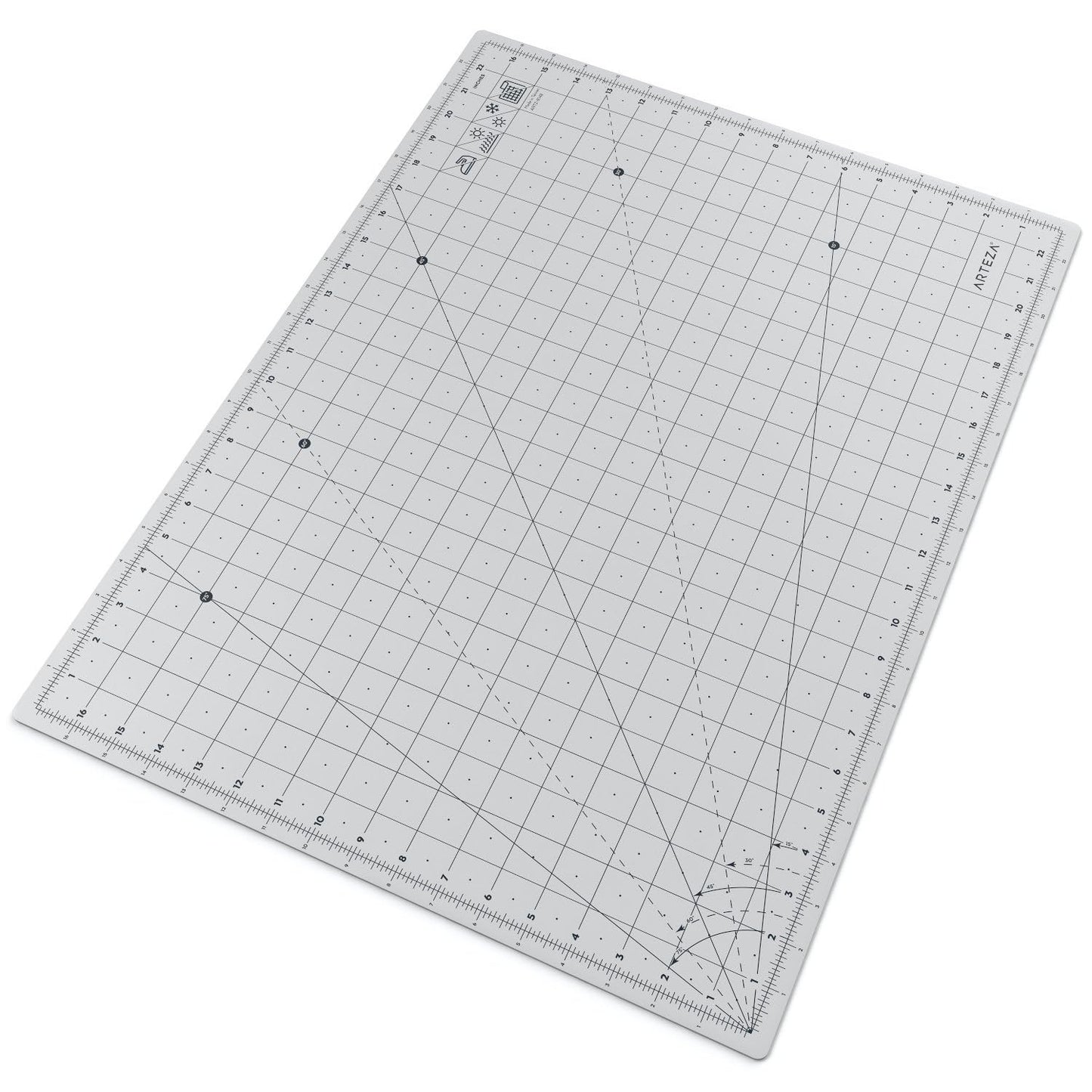 ARTEZA Self Healing Cutting Mat, 18 x 24 Inch Rotary Cutting Mat, Double-Sided 3 mm PVC-Free Craft Mat with Grid Lines and Angle Guides for Sewing, Quilting, Fabric, Paper, Vinyl, and Crafts