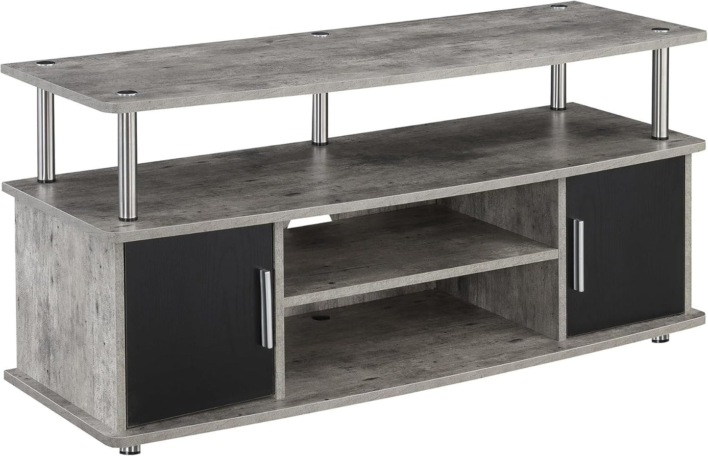 Convenience Concepts Designs2Go Monterey Stand Family Entertainment Center with Storage Cabinets and Shelves, Modern TV Console for Living Room, Office, 47.25", Faux Birch/Black