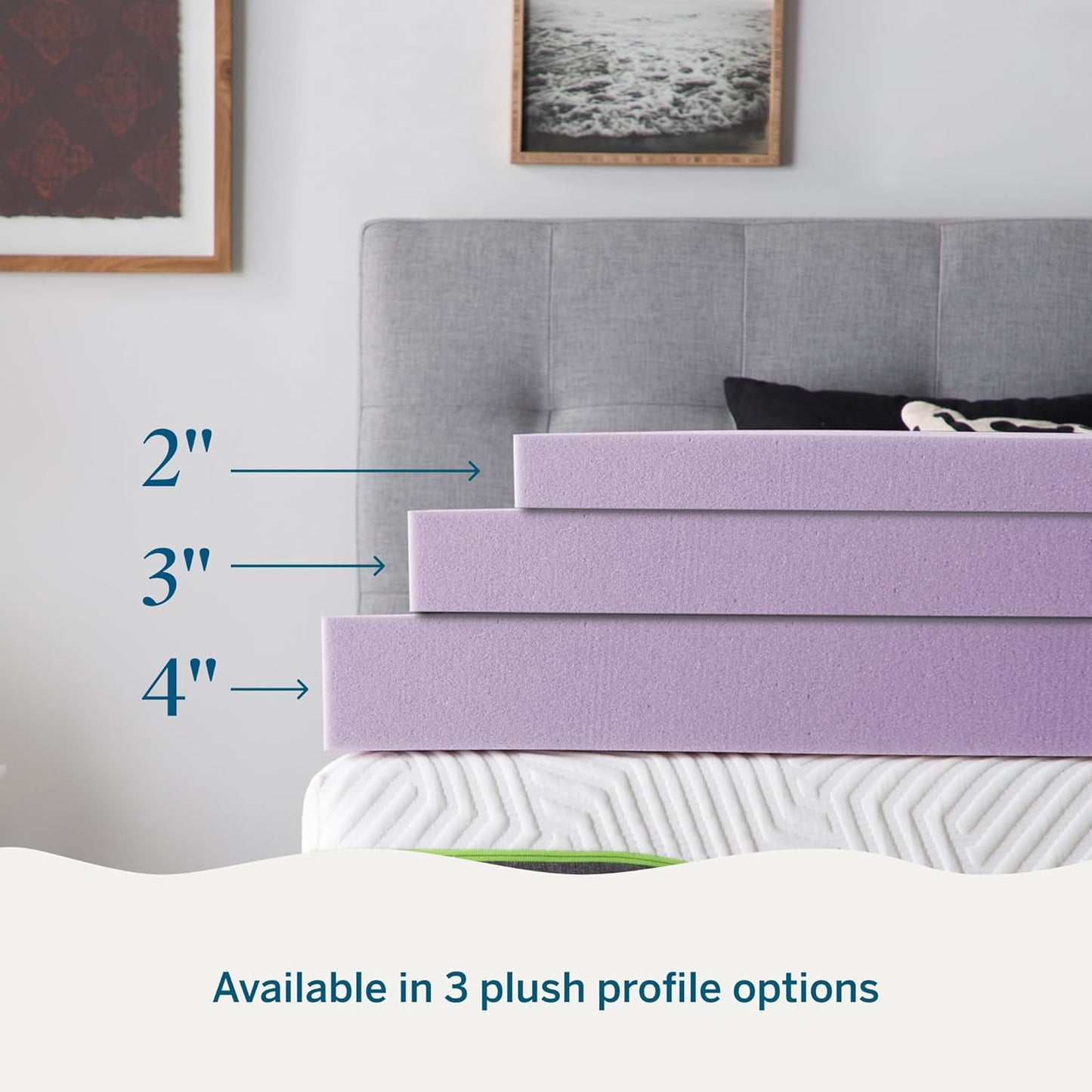 Lucid 2 Inch Lavender Infused Memory Foam Mattress Topper - Ventilated Design – Pressure Relieving Bed Topper - Mattress Pad – CertiPur Certified - King Size