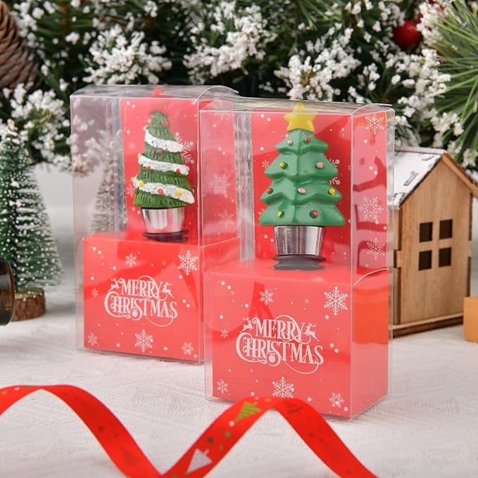 2 Pack Christmas Tree Wine Bottle Stoppers Reusable Bottle Stoppers Cute Wine and Beverage Corker Bottle Sealers for Xmas Holiday Party Decoration, Resin Decorative Wine Stoppers Wine Gift for Hostess