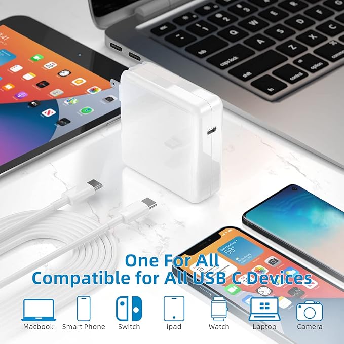 Mac Book Pro Charger - 118W USB C Charger Fast Charger Compatible with MacBook Pro, MacBook Air, M1 M2 M3 M4 M5, iPad pro, Samsung Galaxy and All USB-C Devices, 6.6ft Cable