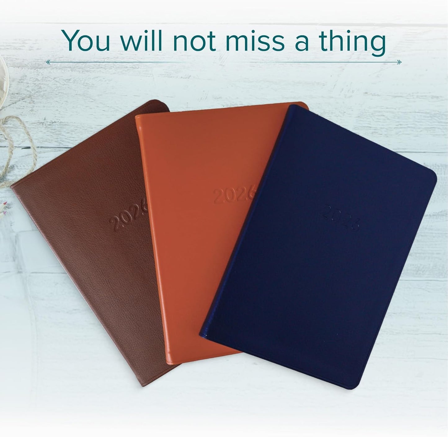 Harbor Desk Weekly Monthly Planner 2025-2026 - Calendar Planner and Notebook, Durable Faux Leather, 192 Pages, Softcover & Book Bound - Cambridge Cognac - 8x5.5"
