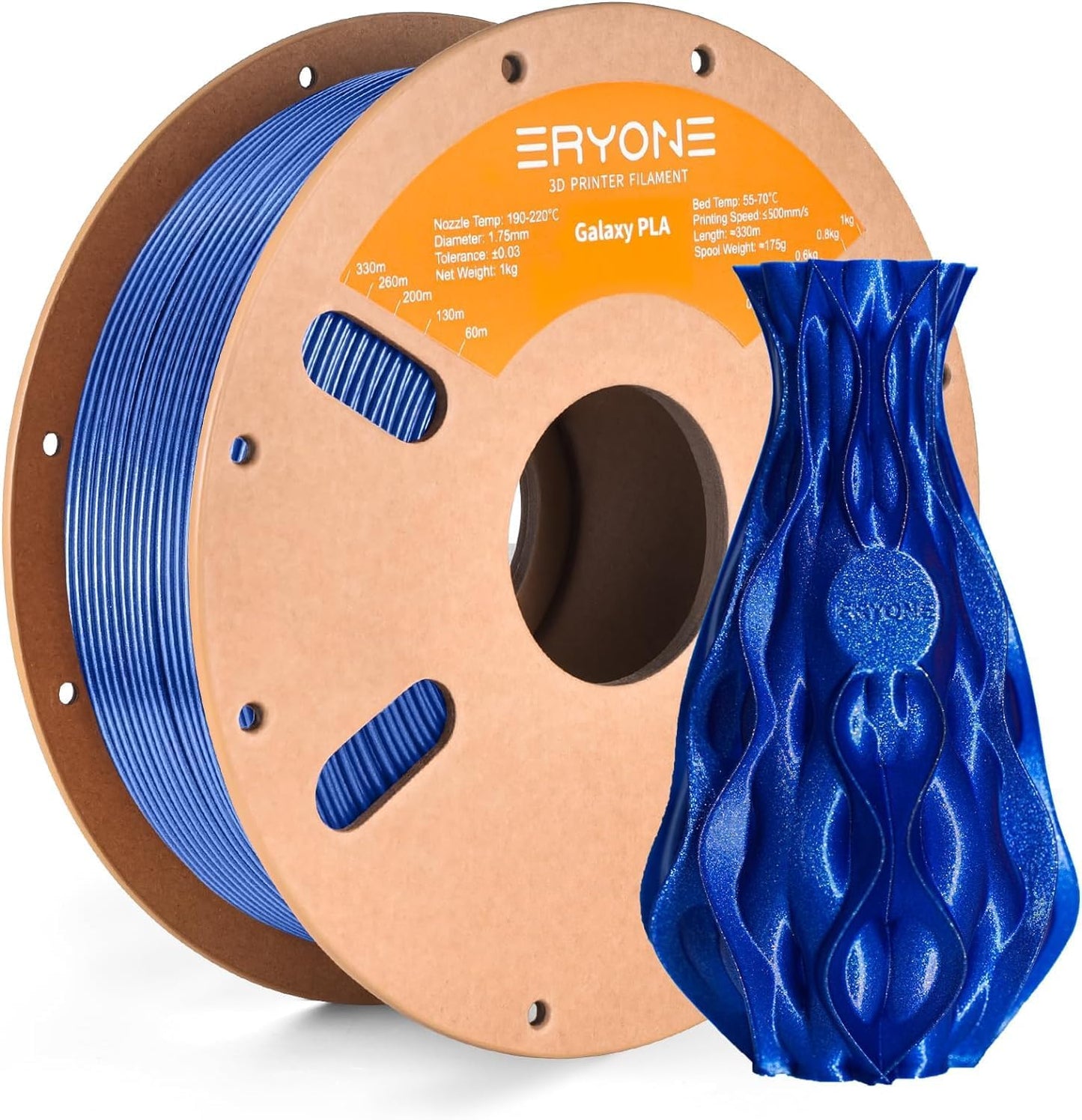 Eryone Sparkly Glitter Shining Pla Filament For 3D Printer, 1.75Mm, Tolerance: 0.03Mm, 1Kg(2.2Lbs)/Spool, Blue