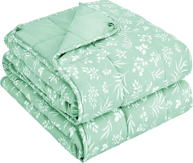 yescool Weighted Blanket for Adults (15 lbs, 48" x 72", Cyan) Cooling Heavy Blanket for Sleeping Perfect for 140-160 lbs, Twin Size Breathable Blanket with Premium Glass Bead, Machine Washable