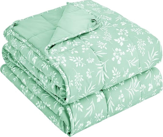 yescool Weighted Blanket for Adults (15 lbs, 48" x 72", Cyan) Cooling Heavy Blanket for Sleeping Perfect for 140-160 lbs, Twin Size Breathable Blanket with Premium Glass Bead, Machine Washable