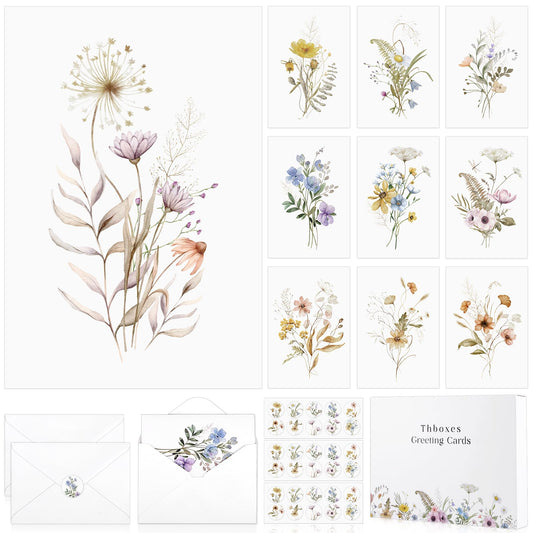 Thboxes Blank Cards and Envelopes, 40 Pack Blank Note Cards 4x6 in Thank You Card with Stickers, Teacher Appreciation Card Stationary Set for Graduation, Weddings, Birthdays, Baby Showers