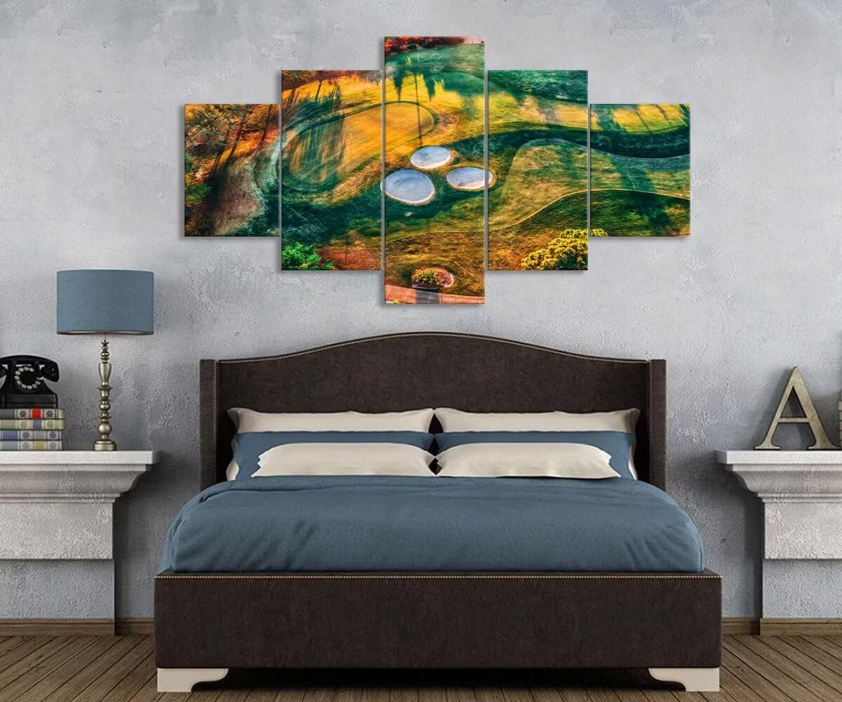 chenchenArt Florida Regatta Bay Golf Course Wall Art for Living Room Bedroom Bathroom Home Decorations Golf Course Pictures Posters Canvas Prints Modern Artwork Framed Ready to Hang(60''W x 40''H)
