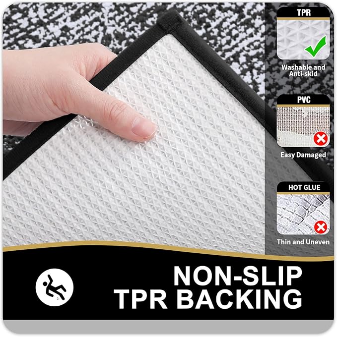 OLANLY Bathroom Rugs 36x24, Extra Soft and Absorbent Microfiber Bath Mat, Non-Slip, Machine Washable, Quick Dry Shaggy Bath Carpet, Suitable for Bathroom Floor, Tub, Shower (Large, Black)