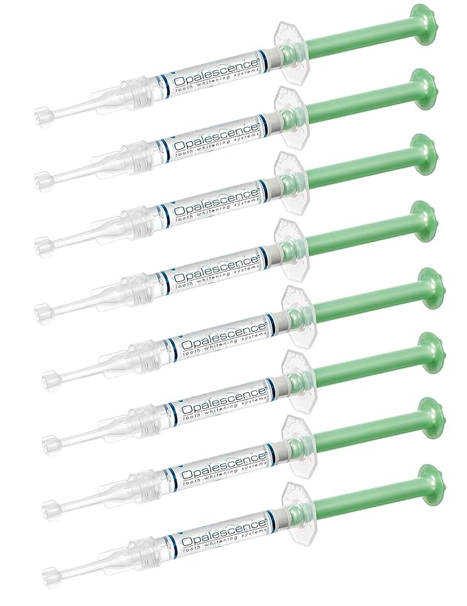 Opalescence 15% - Gel Syringes Teeth Whitening Refill Kit - Low Sensivity (8 Syringes) - Carbamide Peroxide - Cool Mint- Made in The USA by Ultradent - Tooth Whitening 5195-4