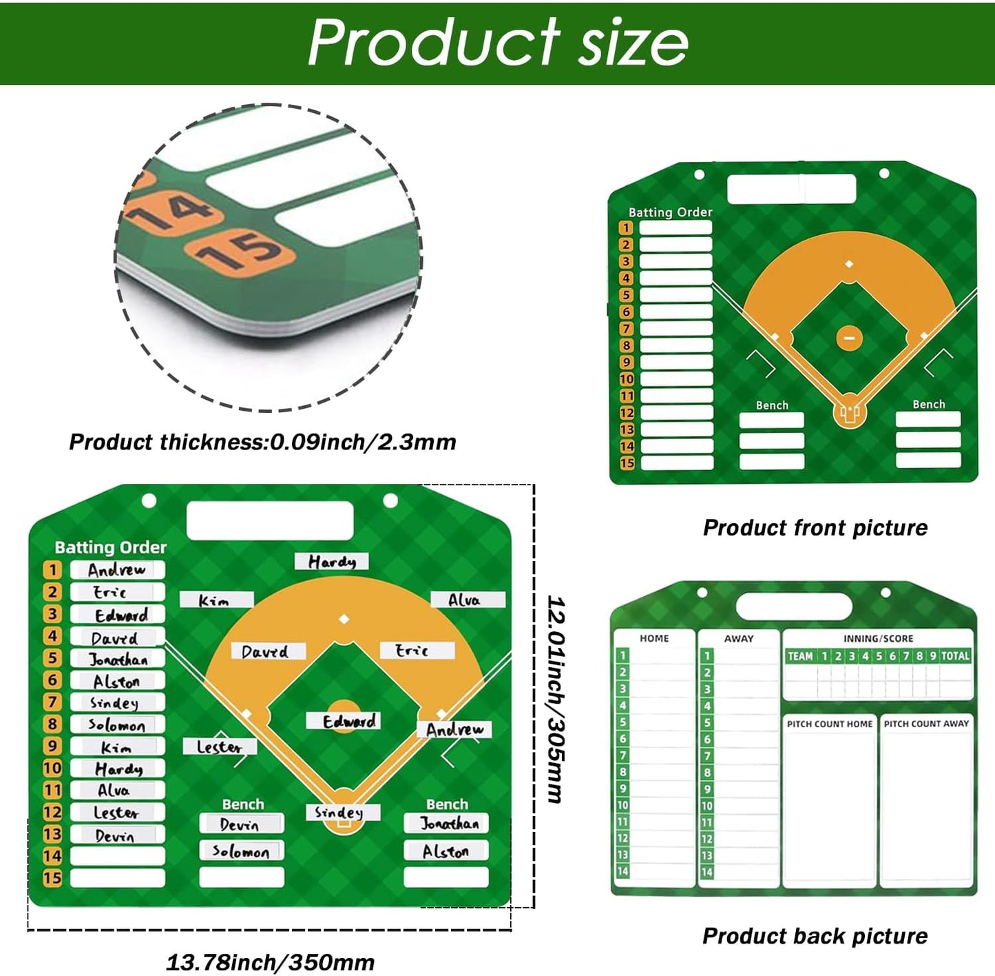 Magnetic Baseball Lineup Board | Baseball Dry Erase Coaching Broad | Softball Lineup Cards Marker Boards | Baseball Clipboard for Coaches | Baseball Lineup Board for Dugout