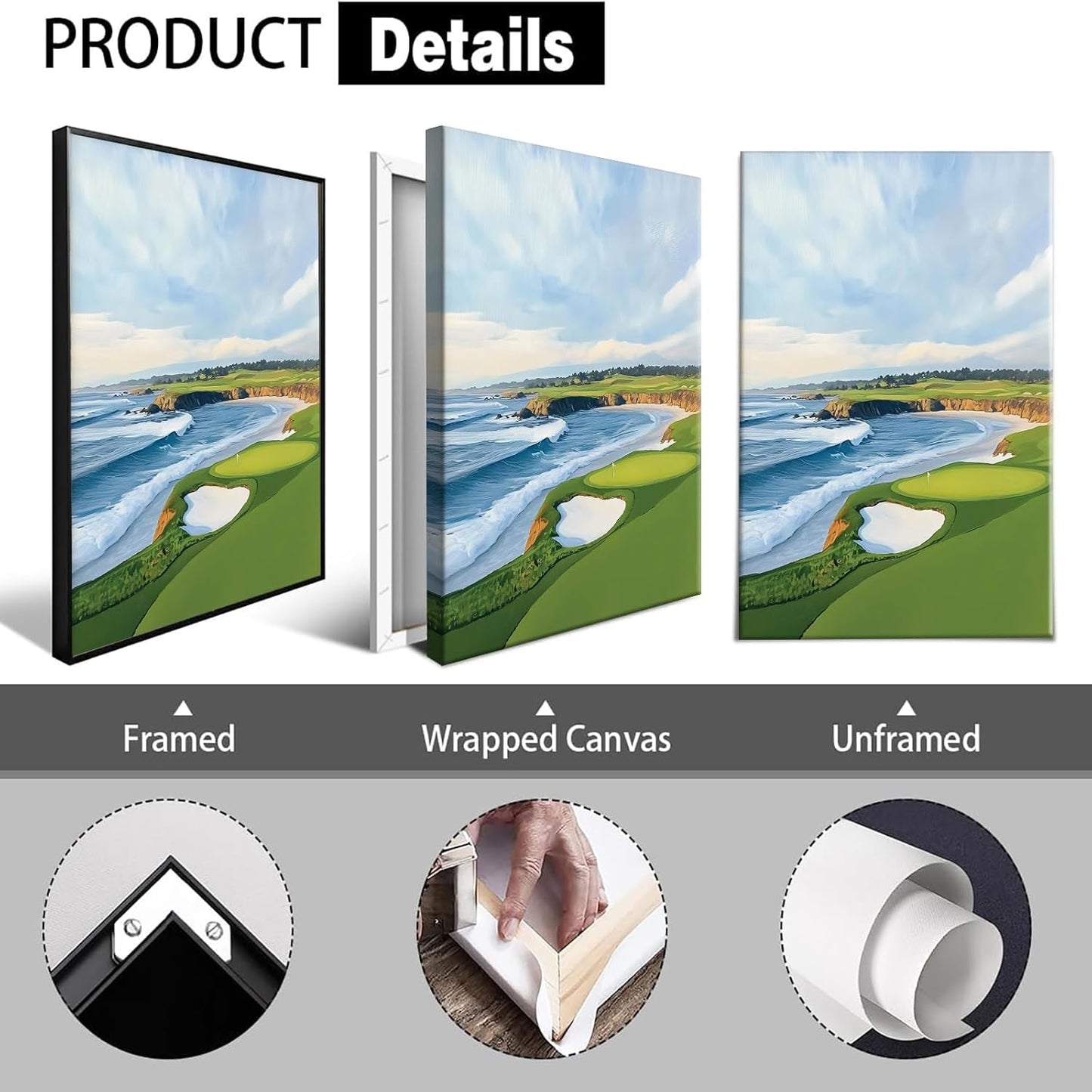 Coastal Golf Course Poster Summer Golf Landscape Wall Art Trendy Sporty Aesthetic Illustration Prints Painting For Living Room Bedroom Office Wall Decor 12x16in Unframed