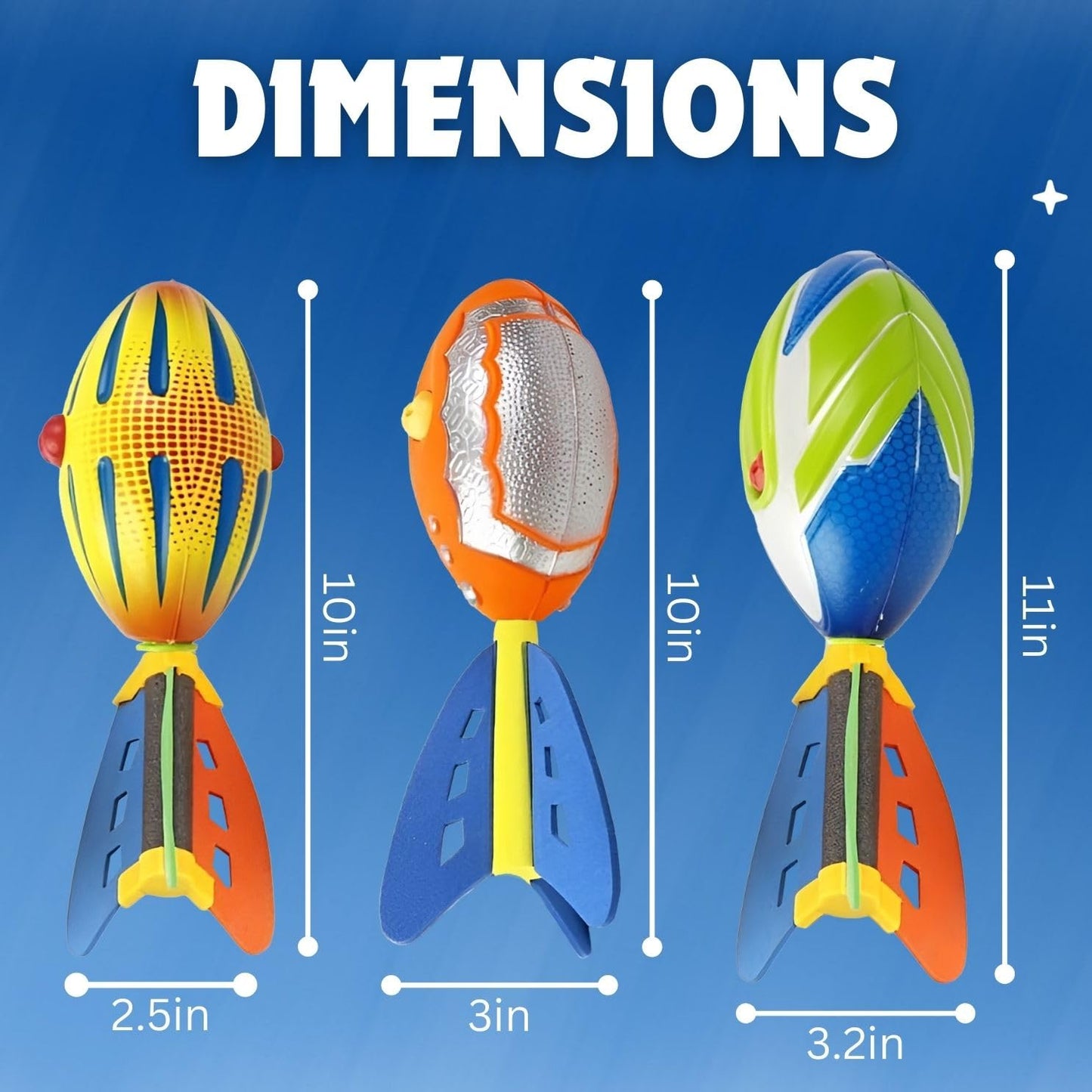 Liberty Imports 3 Pack Whistling Foam Footballs with Tail – Pocket Missile Rocket Football Toy Set for Kids – Aero Howling Sports Flyers for Outdoor Games, Backyard Play, Beach