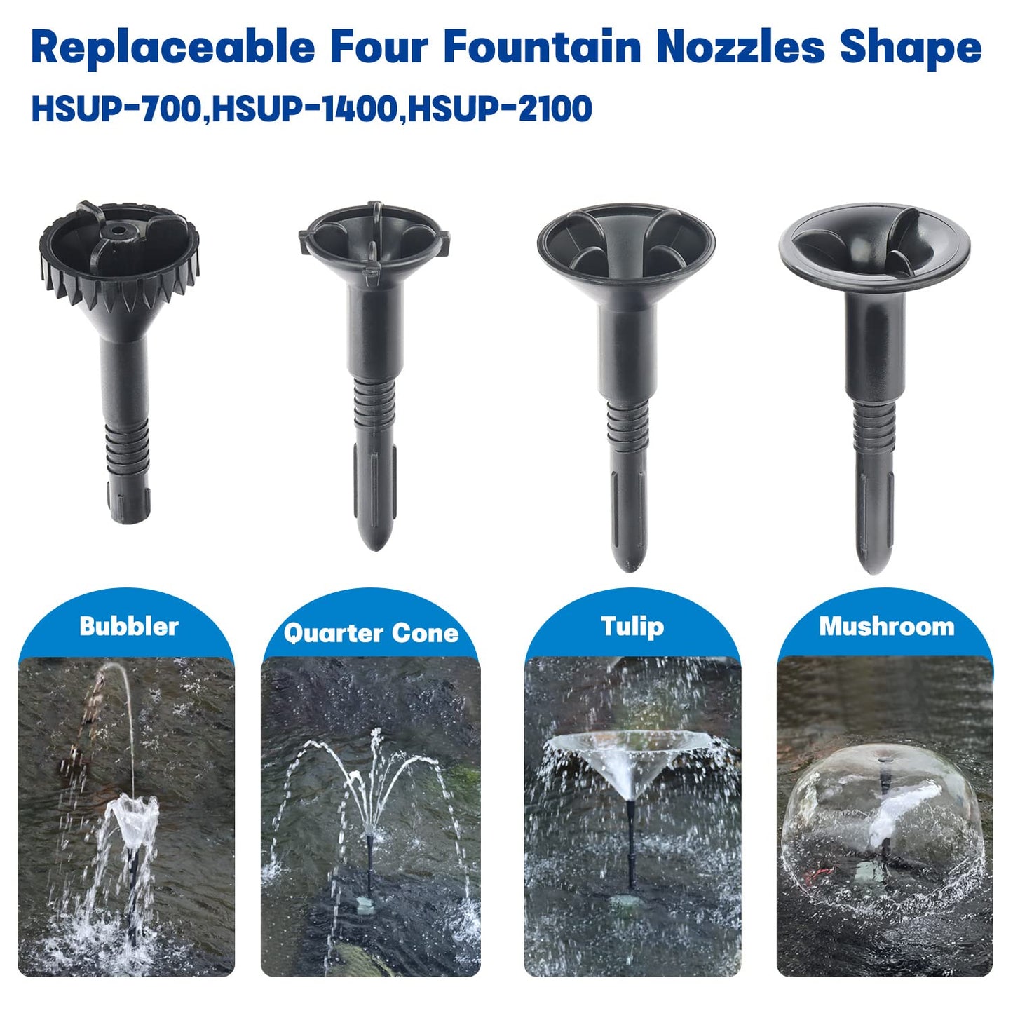 OYO WATER Pond Pumps Submersible Outdoor,555GPH Water Fountain Pump with Fountain Kits for Small Ponds