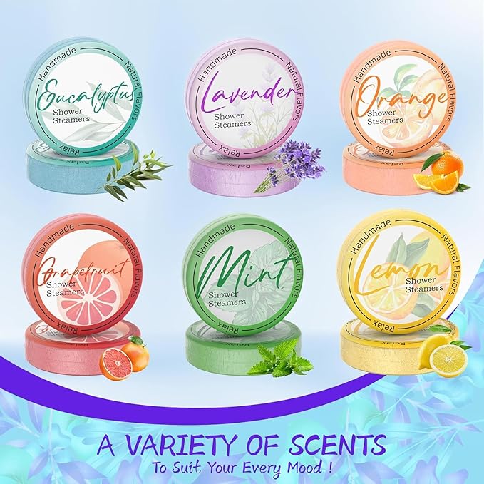 Shower Steamers Aromatherapy 8 Pack - Gifts for Women, Shower Bombs with Essential Oils, Self Care and Stress Relief Stocking Stuffers, Relaxation Birthday Gifts for Women and Men. Azure Floral Style
